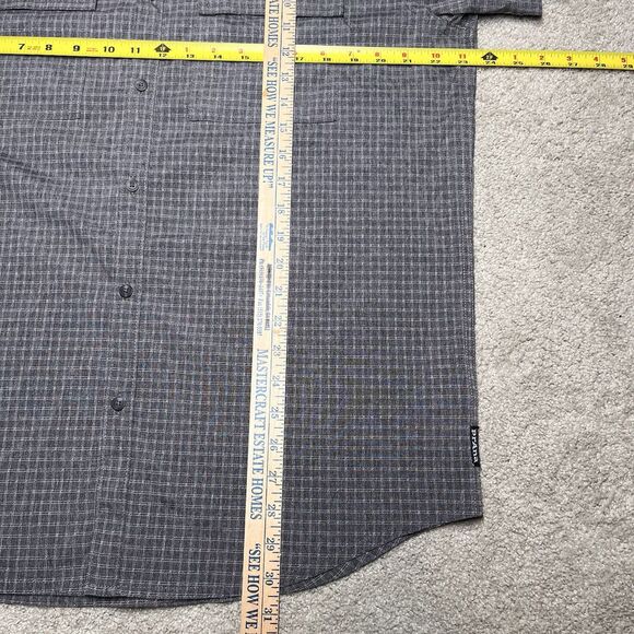 prAna Garvan Shirt Mens Large Gray Plaid Short Sleeve Vented Outdoor Hiking - Picture 10 of 10